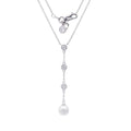Diamonfire Zirconia and Shell Pearl Y Chain Drop Necklace