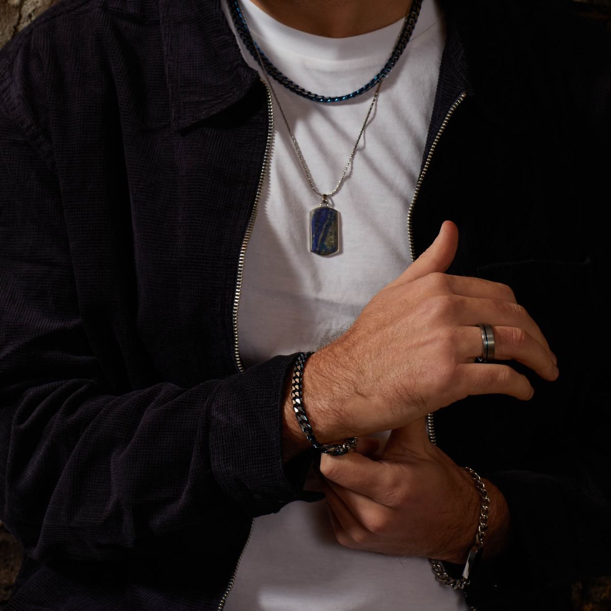 Fred Bennett Lapis Dog Tag Pendant