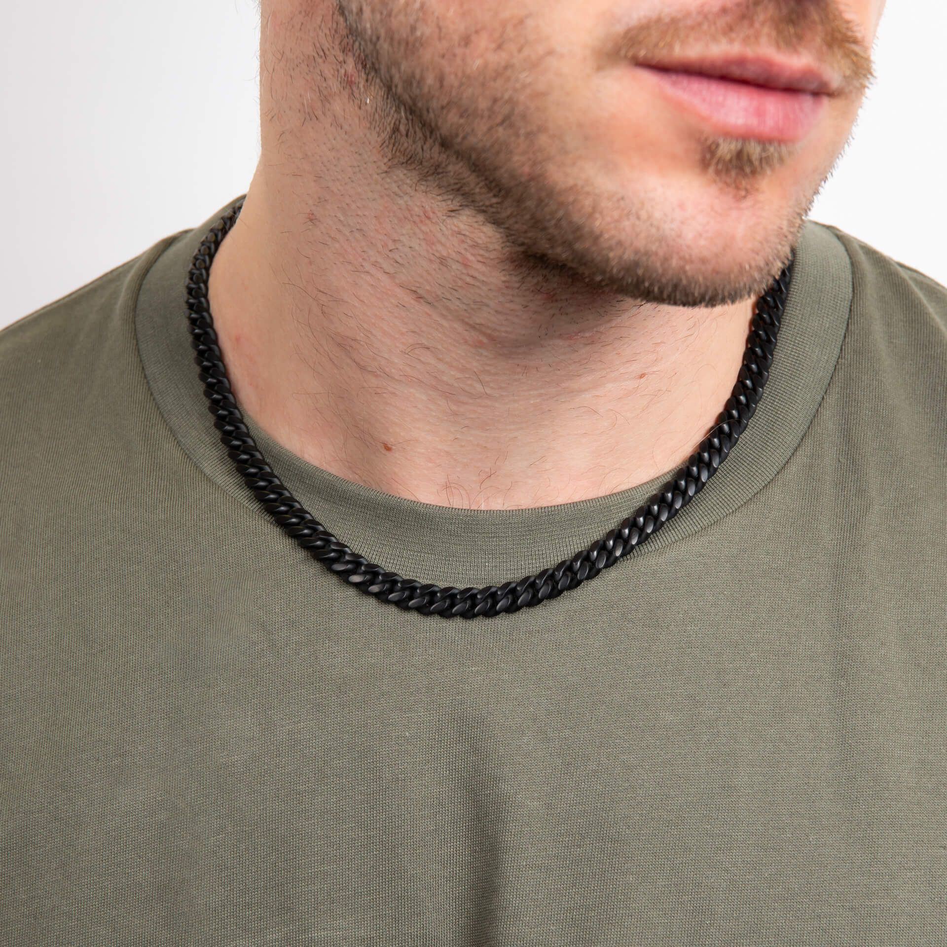 Fred Bennett Black Brushed Curb Chain Necklace