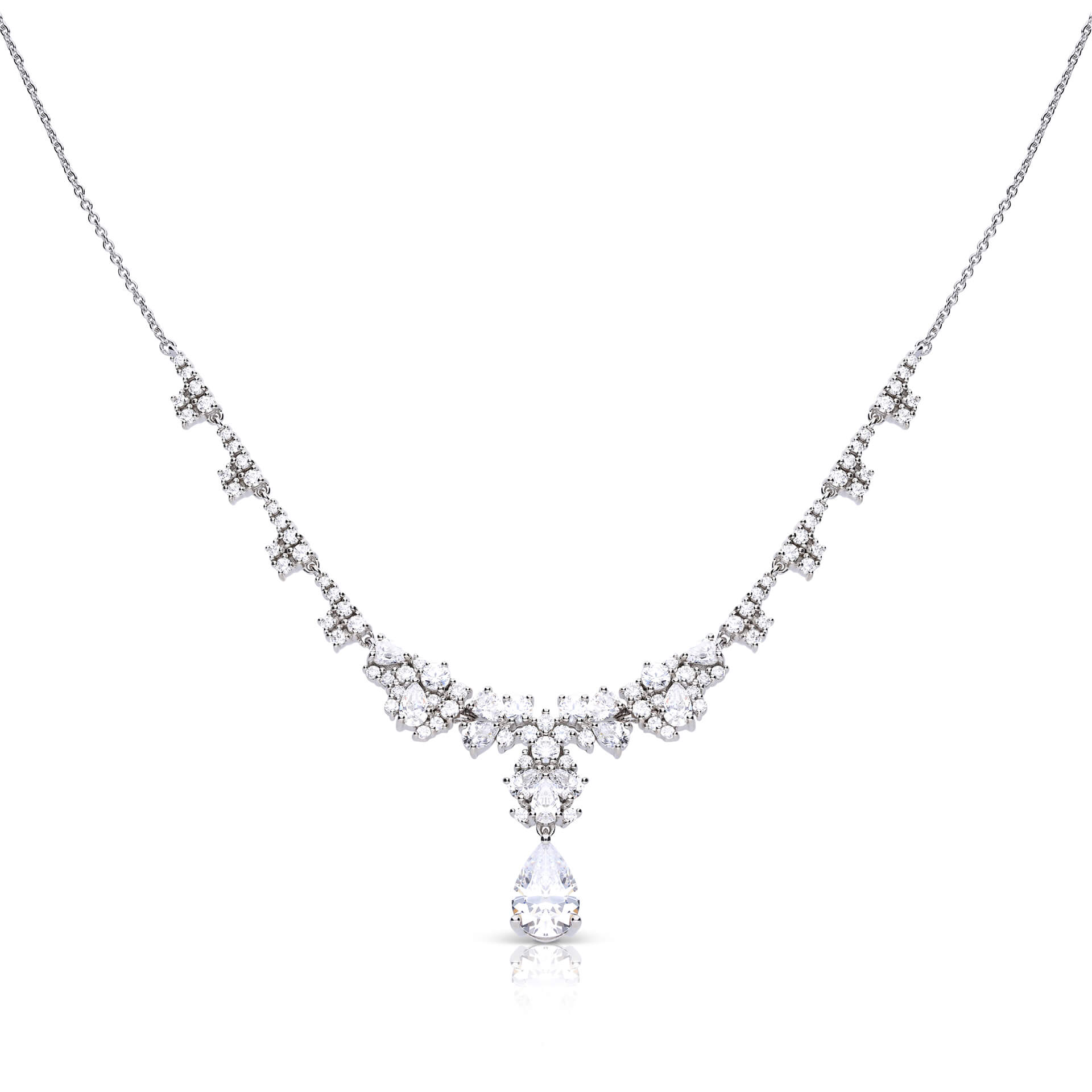 Diamonfire Ornate Statement Teardrop Necklace