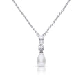 Diamonfire Alternating Shell Pearl and Zirconia Drop Necklace