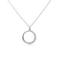 Diamonfire Half Pave Open Circle Necklace