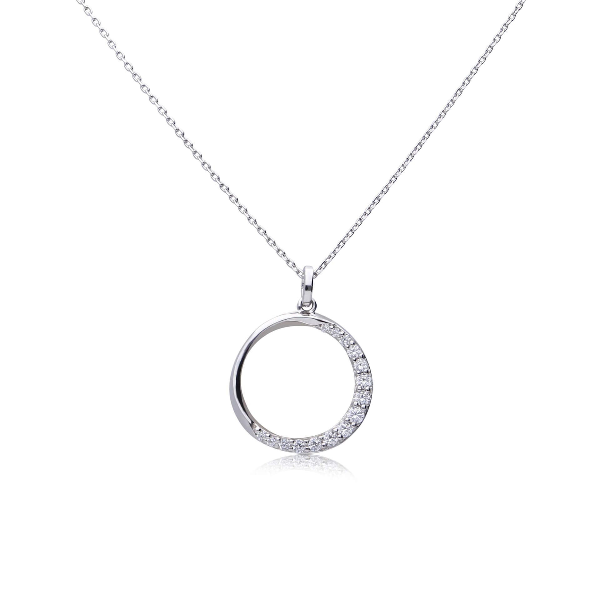 Diamonfire Half Pave Open Circle Necklace