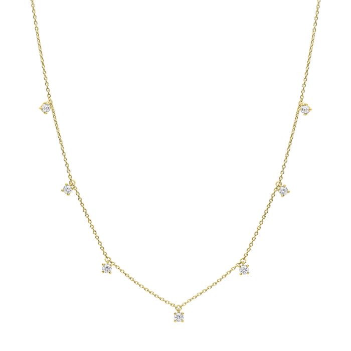 Diamonfire Four Claw Set Zirconia Station Necklace