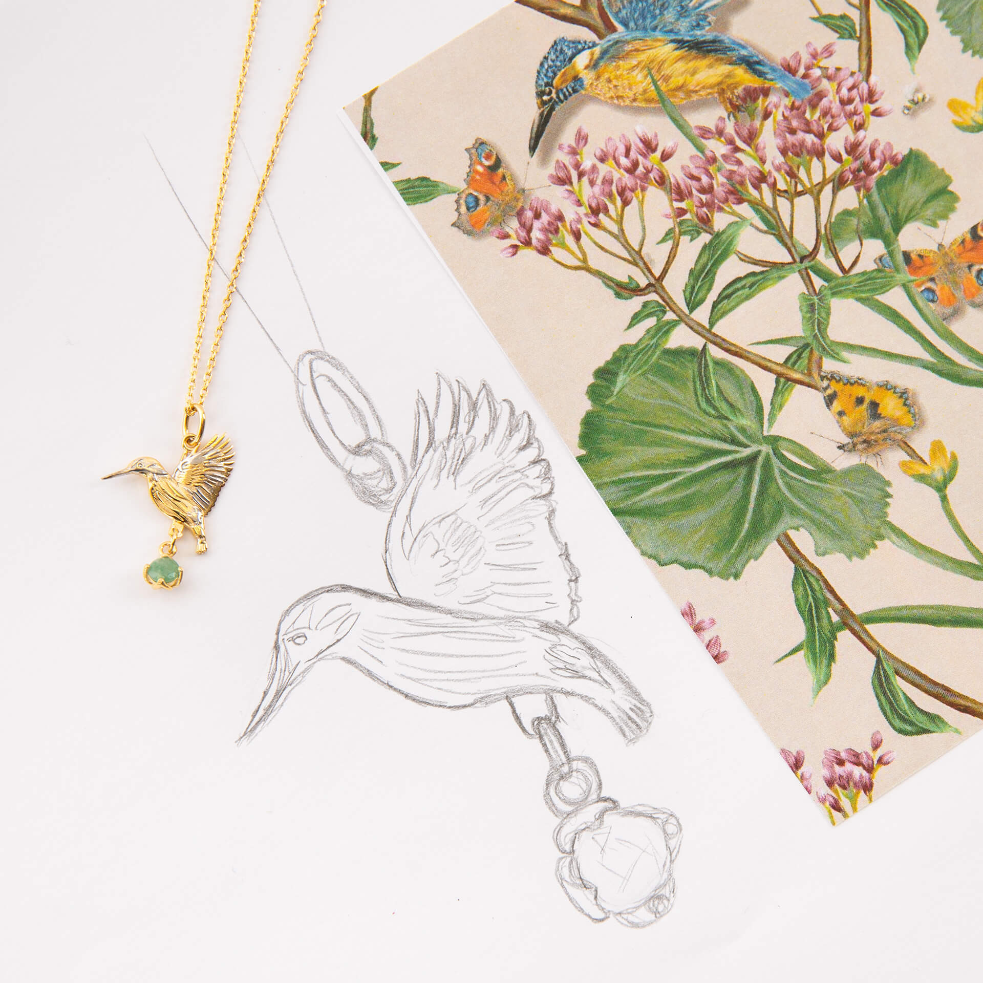 Laura Ashley Silver Llanelli Kingfisher Necklace