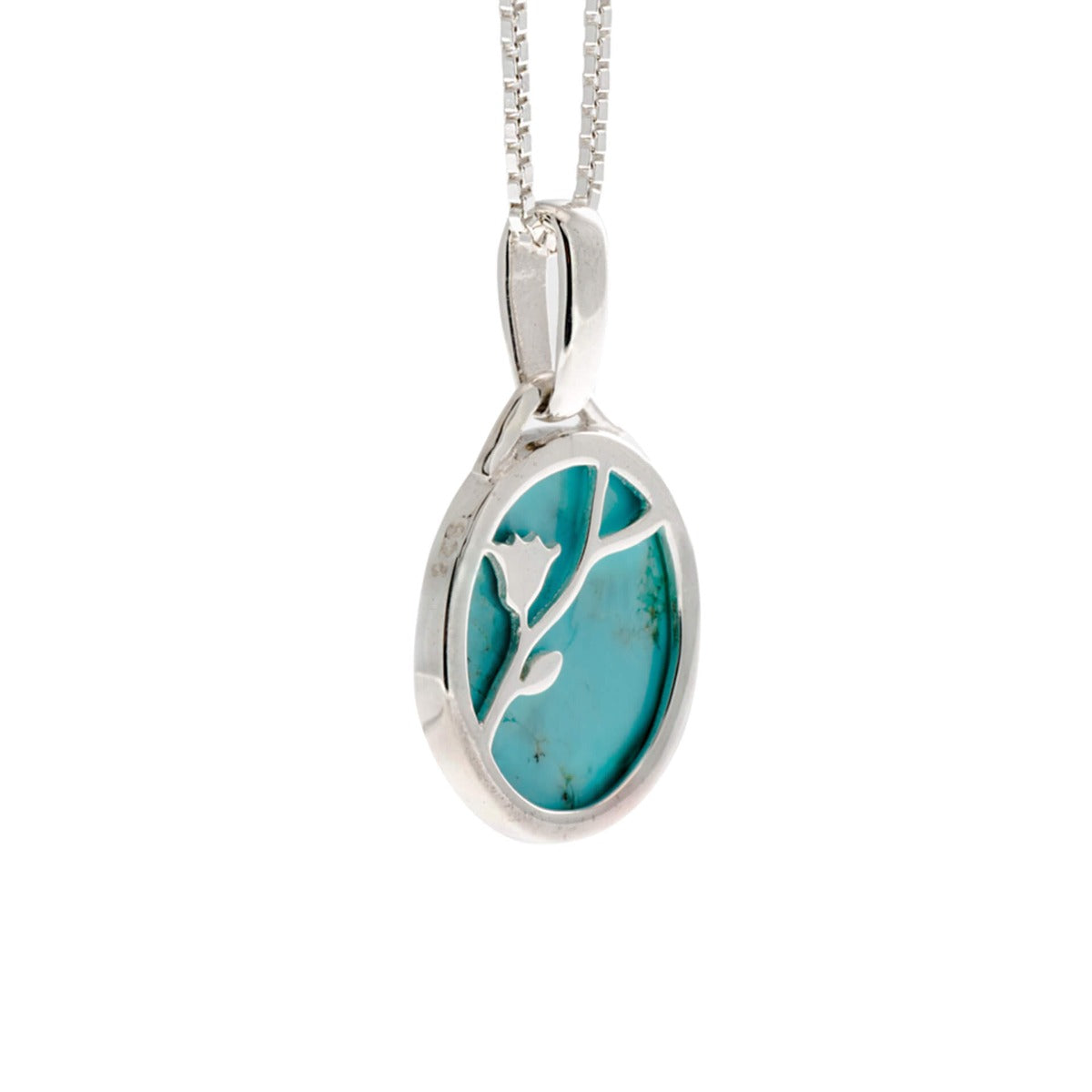 Beginnings Flower Pattern Pendant with Turquoise Background