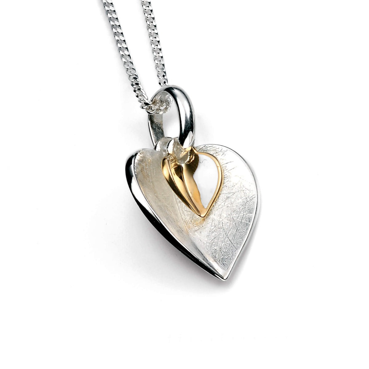 Beginnings Double Heart Pendant with Yellow Gold Plated Small Heart