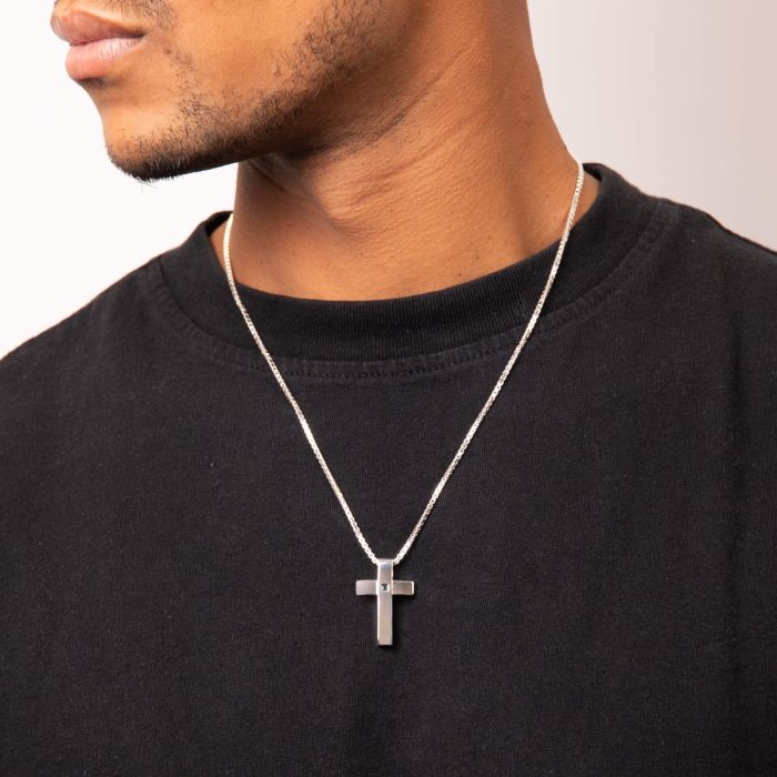 Fred Bennett Cross Pendant with Blue Sapphire Stone