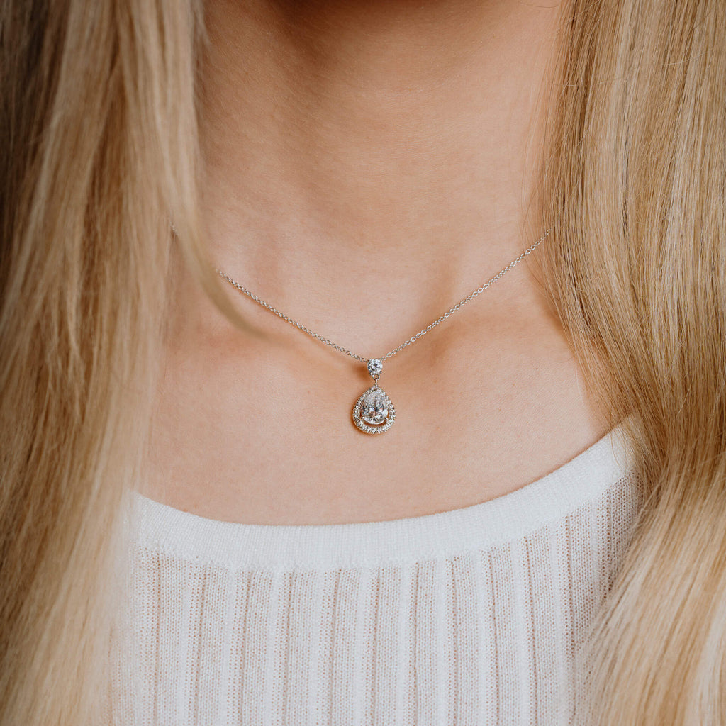Diamonfire Teardrop Shaped Zirconia Drop Pendant