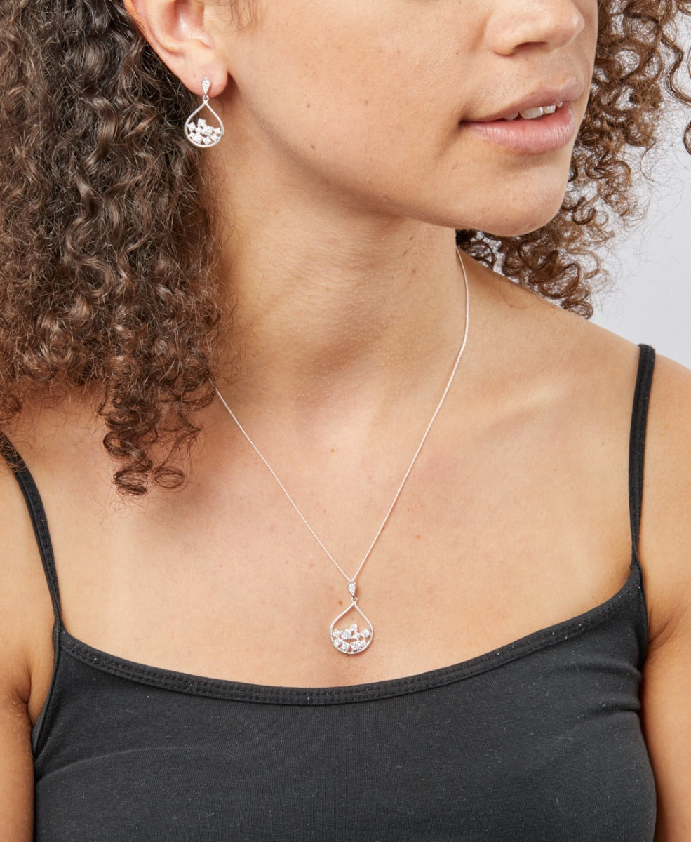 Beginnings Scattered Cubic Zirconia Teardrop Pendant