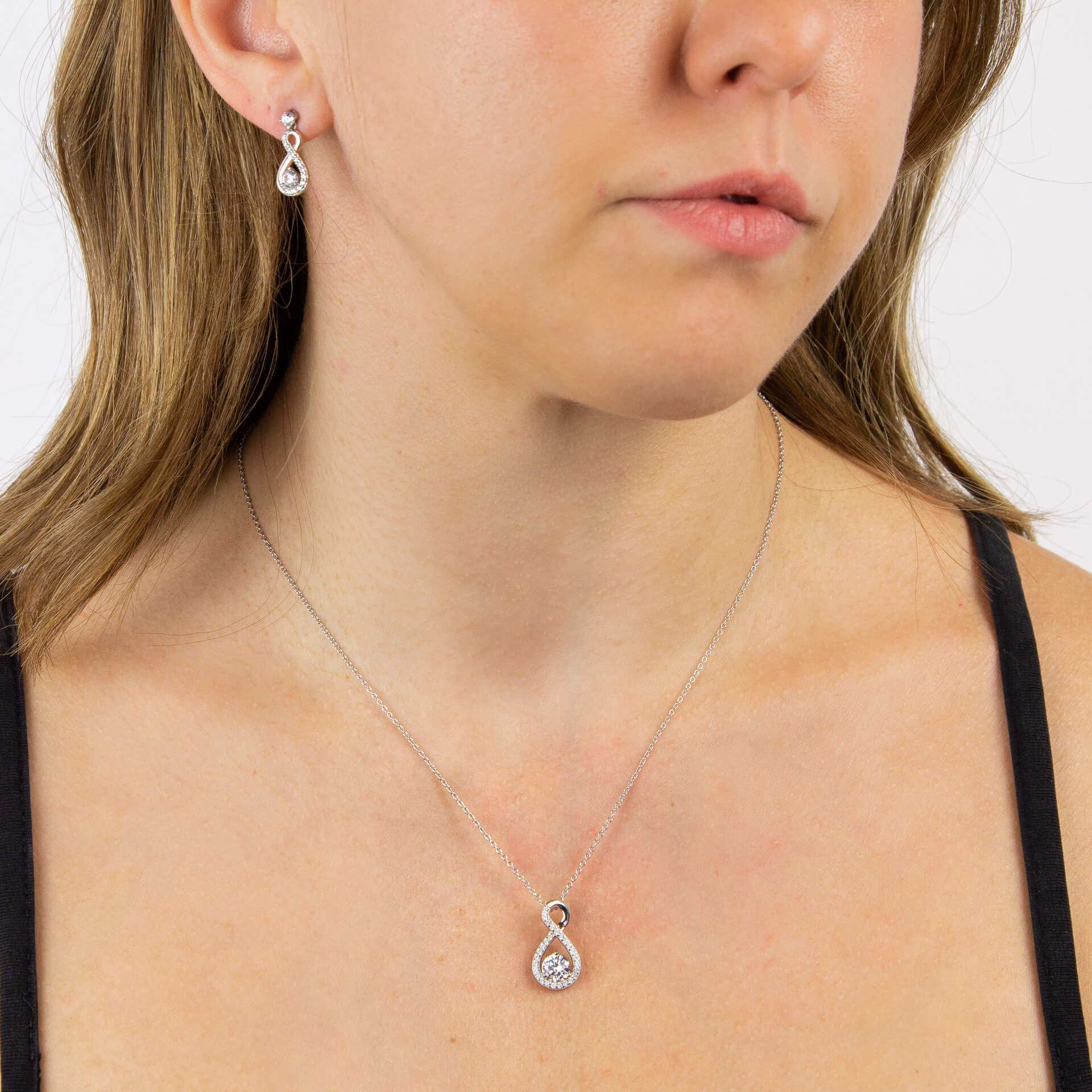 Diamonfire Infinity Zirconia Drop Earrings