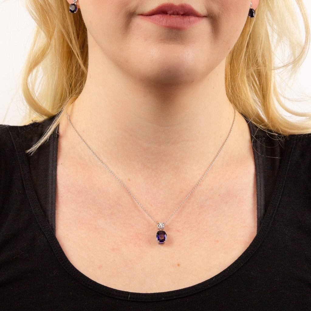 Diamonfire Oval Zirconia Drop Pendant