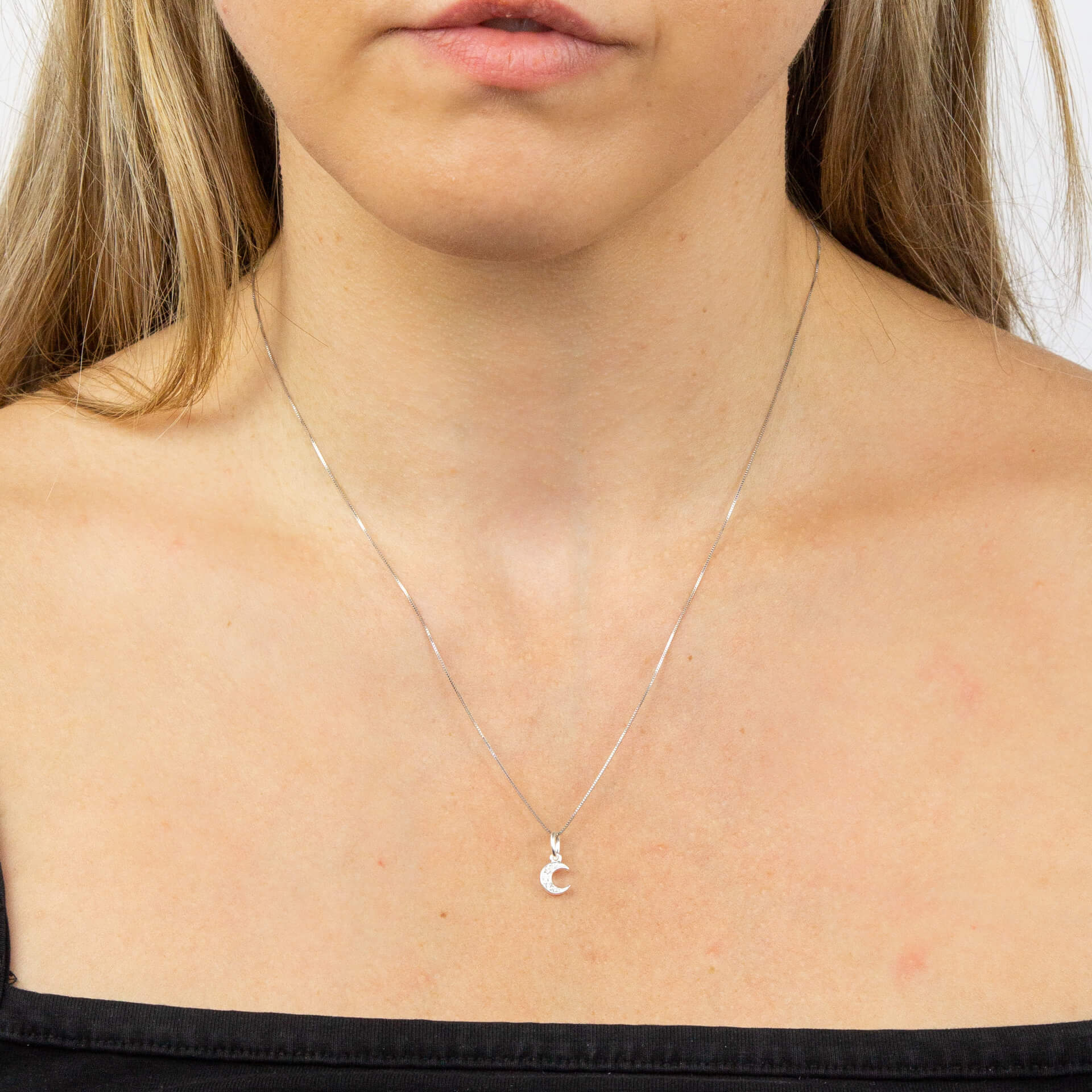 Beginnings Pave Set Crescent Moon Pendant with Cubic Zirconia