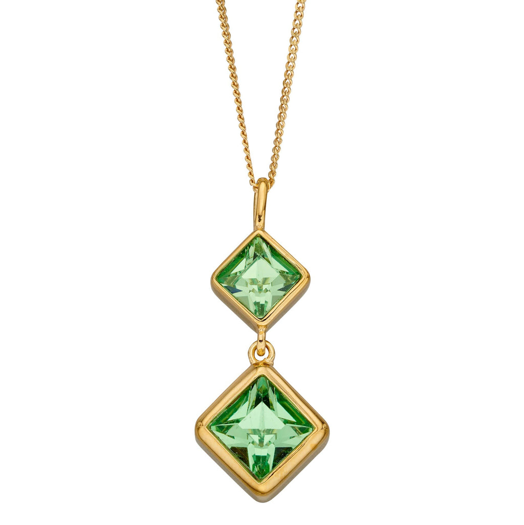 Beginnings Double Square Drop Pendant with Crystal