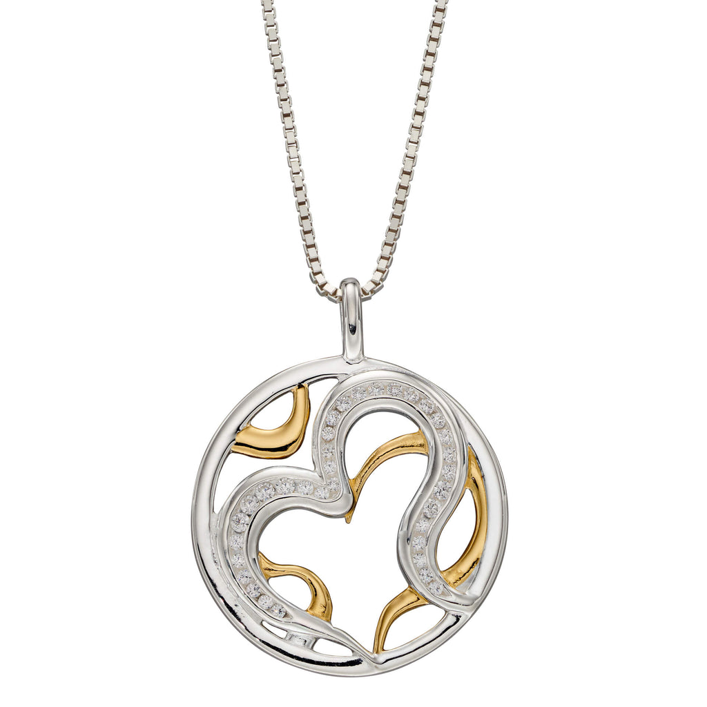 Beginnings Organic Heart Pendant with Yellow Gold Plating and Cubic Zirconia