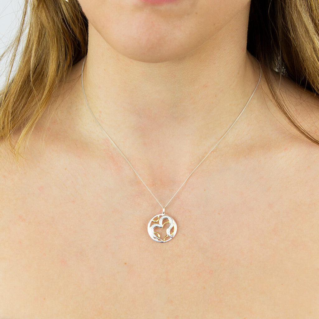 Beginnings Organic Heart Pendant with Yellow Gold Plating and Cubic Zirconia