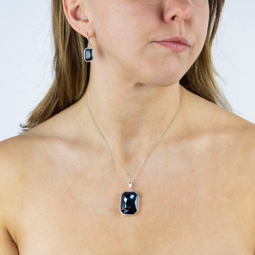 Beginnings Elongated Octagon Crystal Drop Earrings