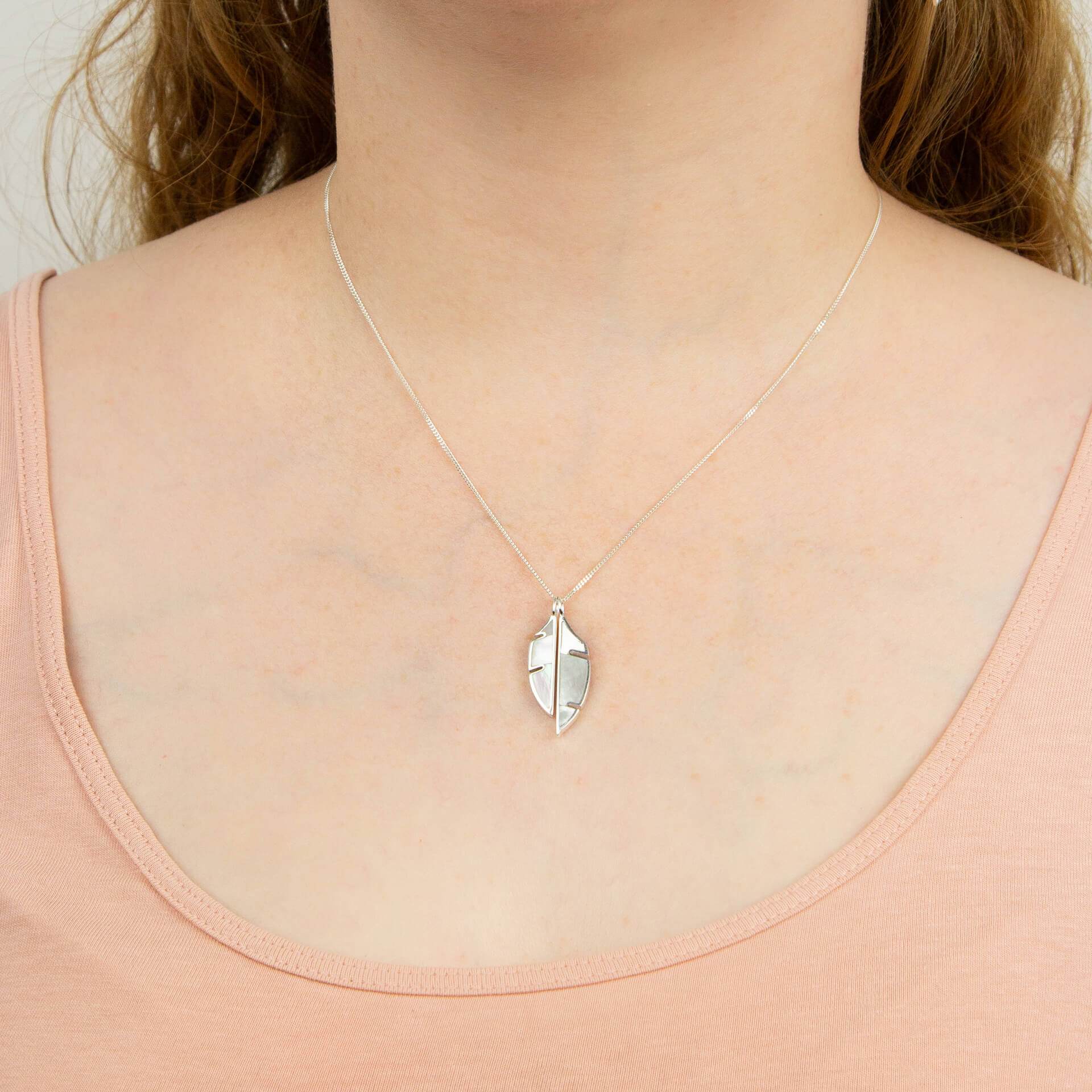 Beginnings Split Leaf Double Pendant with Mother of Pearl