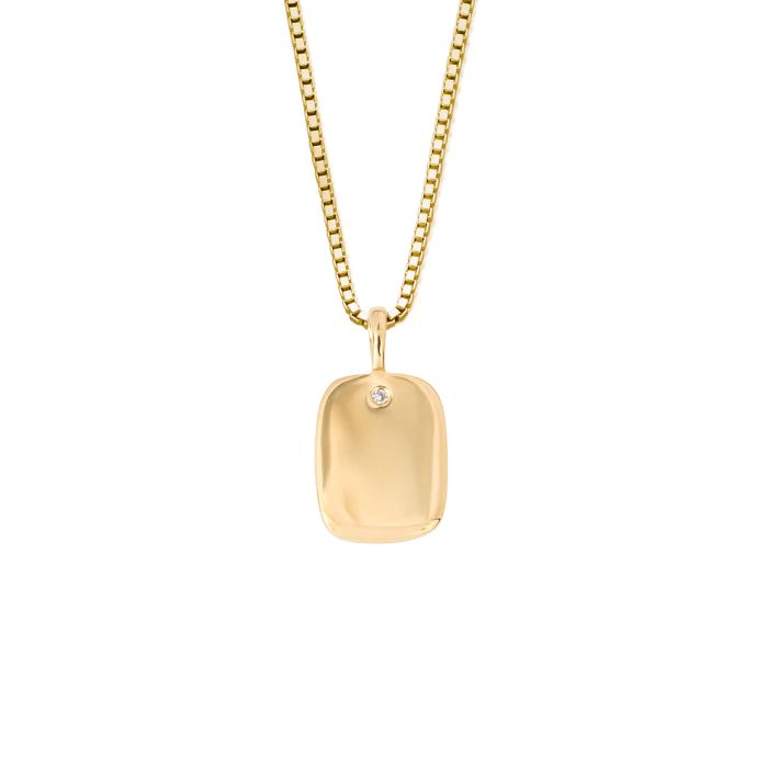 D For Diamond Rectangular Tag Pendant