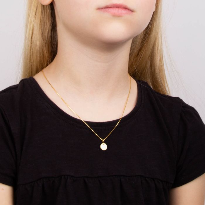 D For Diamond Round Stippled Edge Pendant