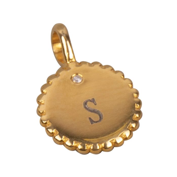 D For Diamond Round Stippled Edge Pendant