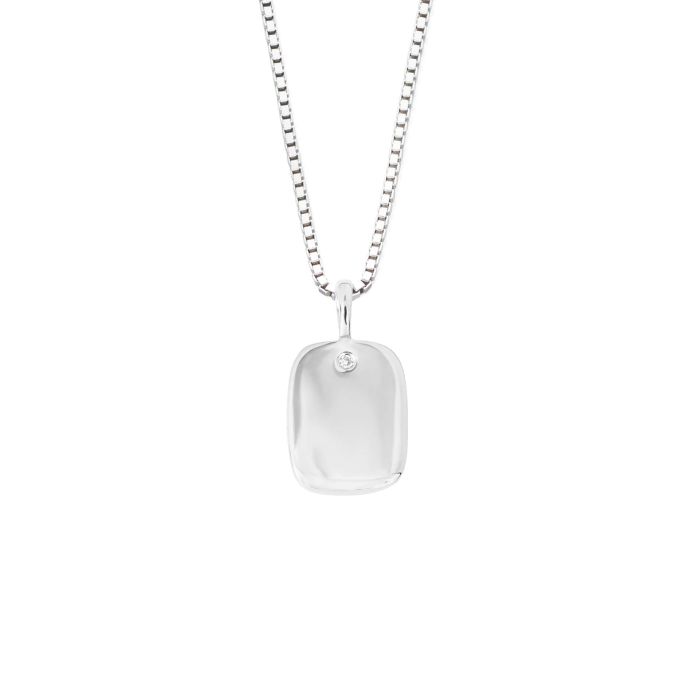 D For Diamond Rectangular Tag Pendant