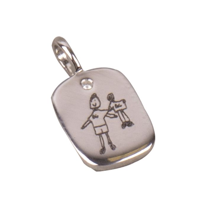 D For Diamond Rectangular Tag Pendant