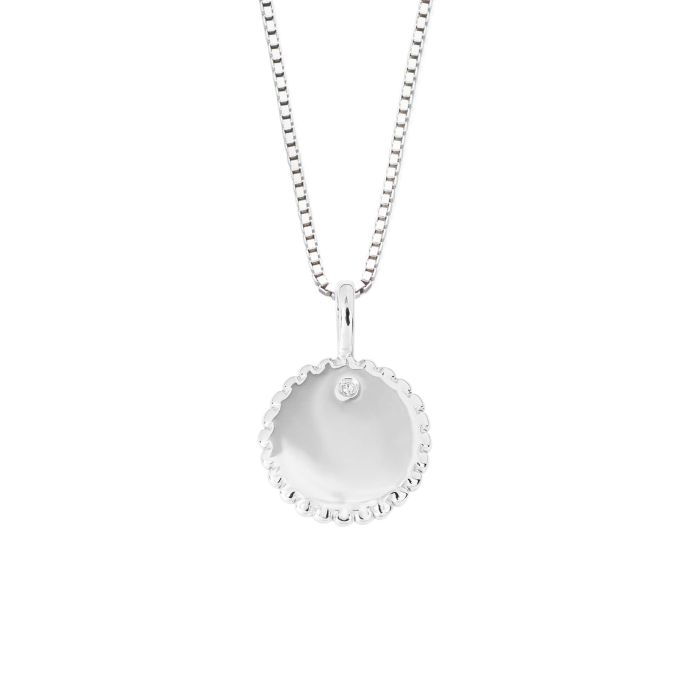 D For Diamond Round Stippled Edge Pendant