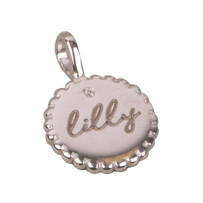D For Diamond Round Stippled Edge Pendant