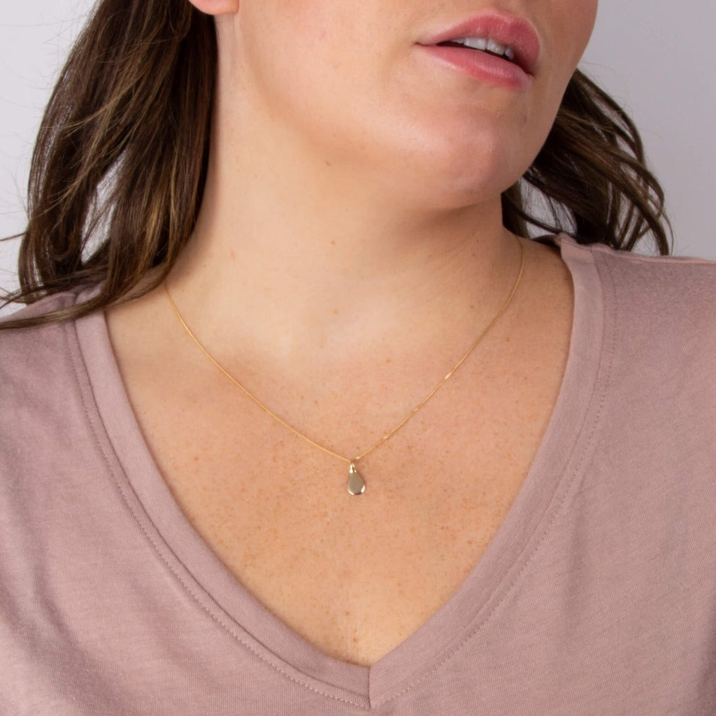 Beginnings Droplet Shaped Engravable Tag Pendant