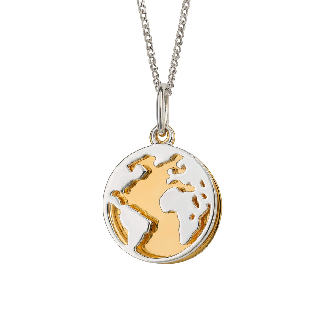 Beginnings World Pendant with Yellow Gold Plated Disc