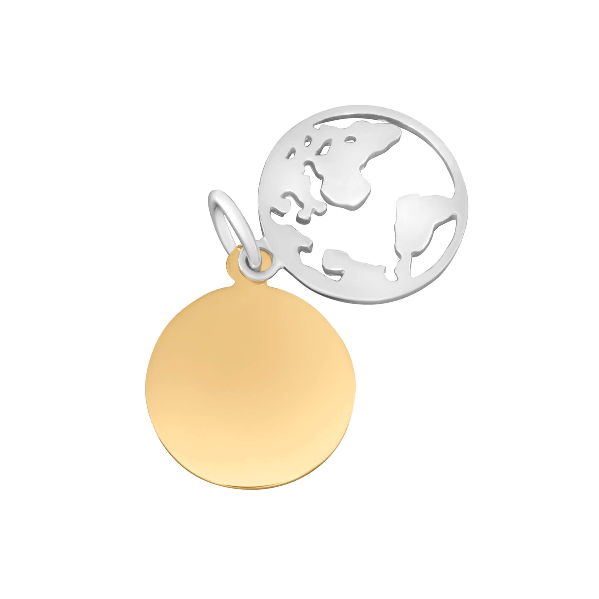 Beginnings World Pendant with Yellow Gold Plated Disc