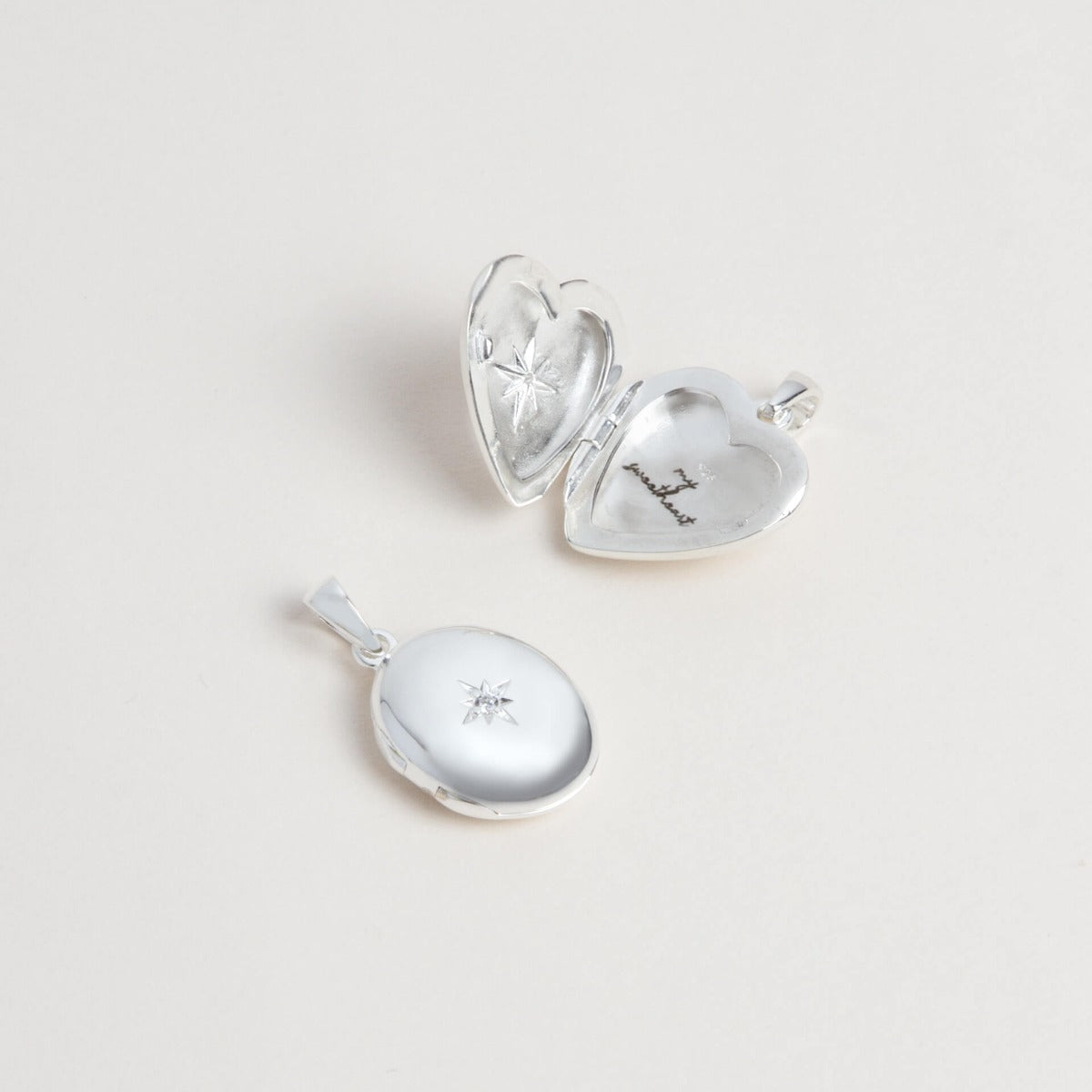 Beginnings Oval Locket Pendant with Starburst Cubic Zirconia