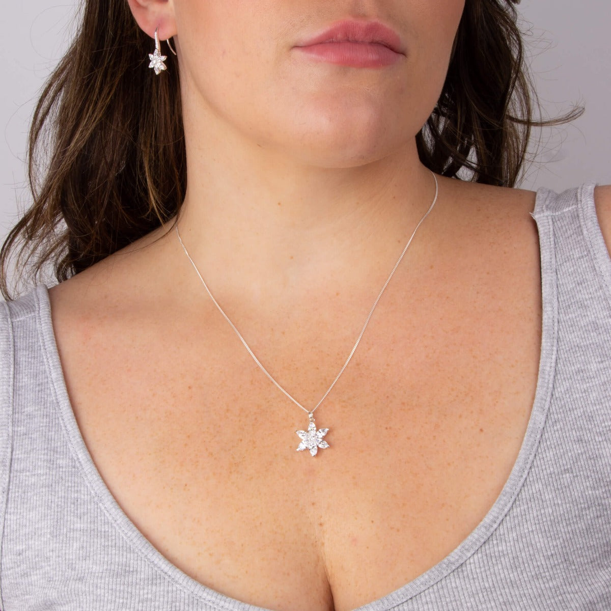 Beginnings Flower Pendant with Cubic Zirconia