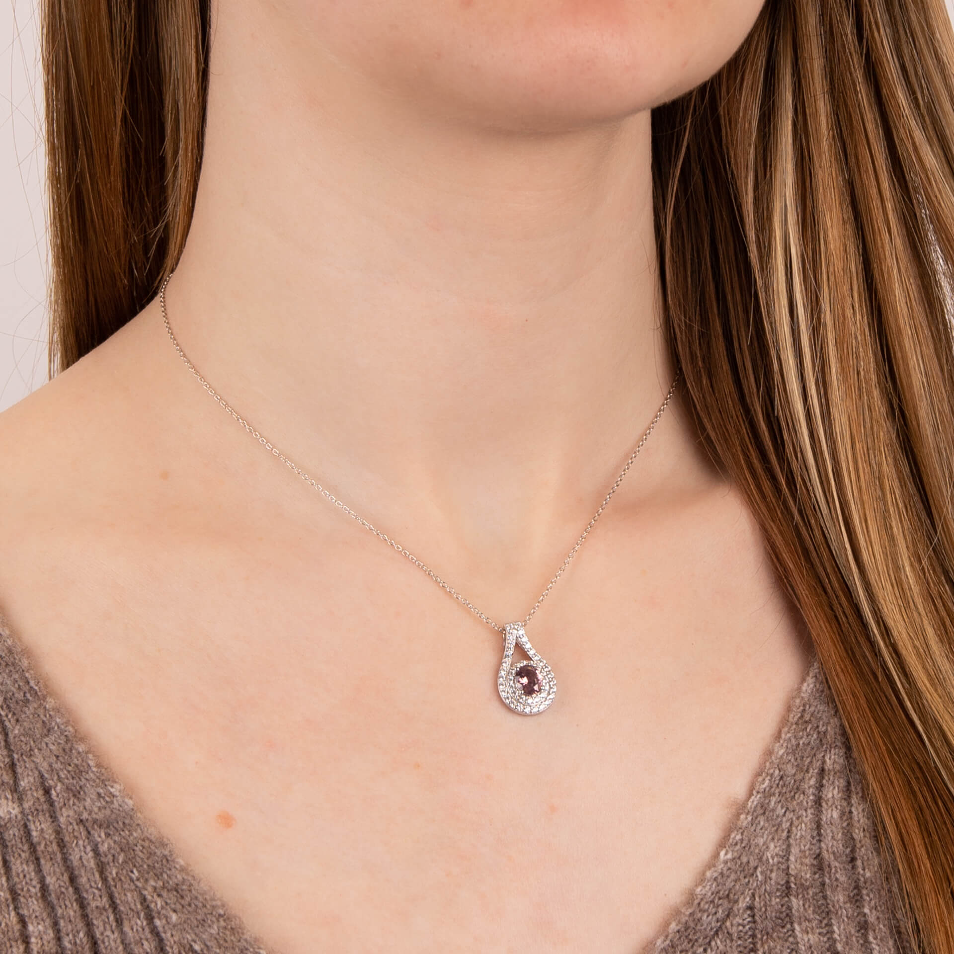 Diamonfire Teardrop Pink Zirconia Pendant