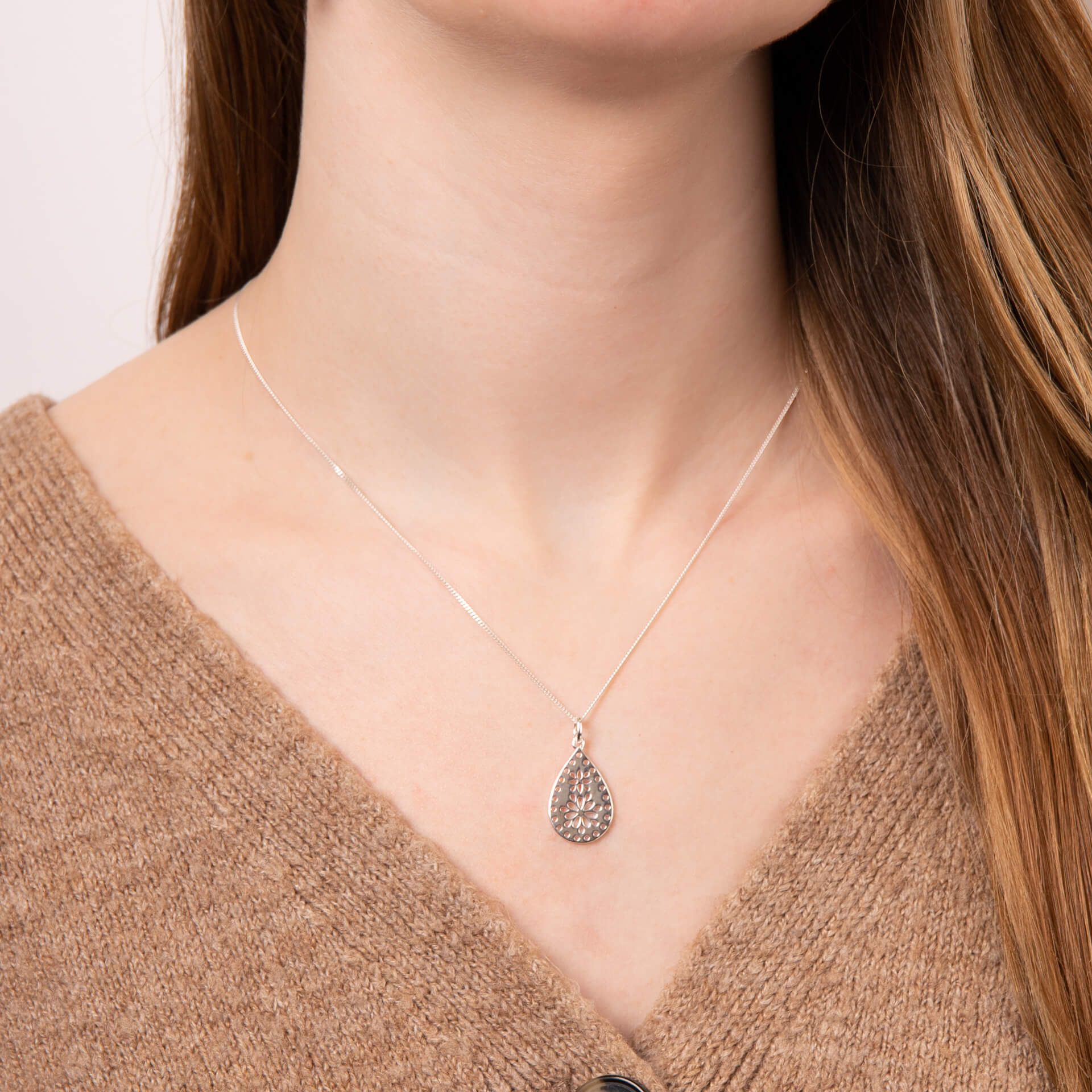 Beginnings Cut Out Lace Pattern Pendant