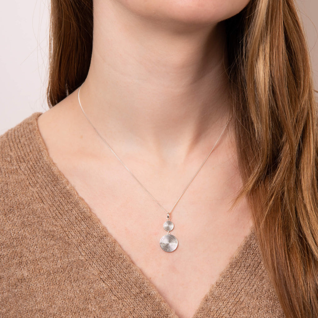Beginnings Double Spiral Disc Drop Pendant