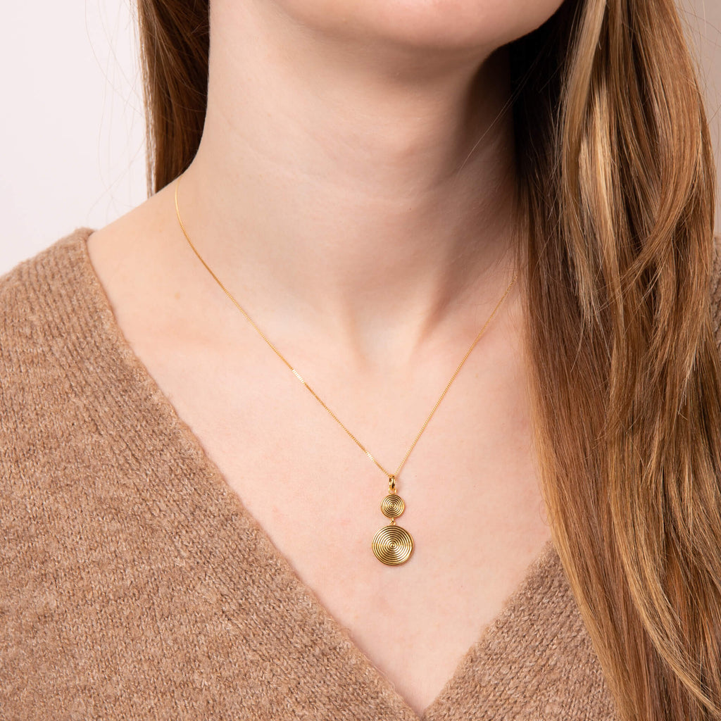 Beginnings Double Spiral Disc Drop Pendant