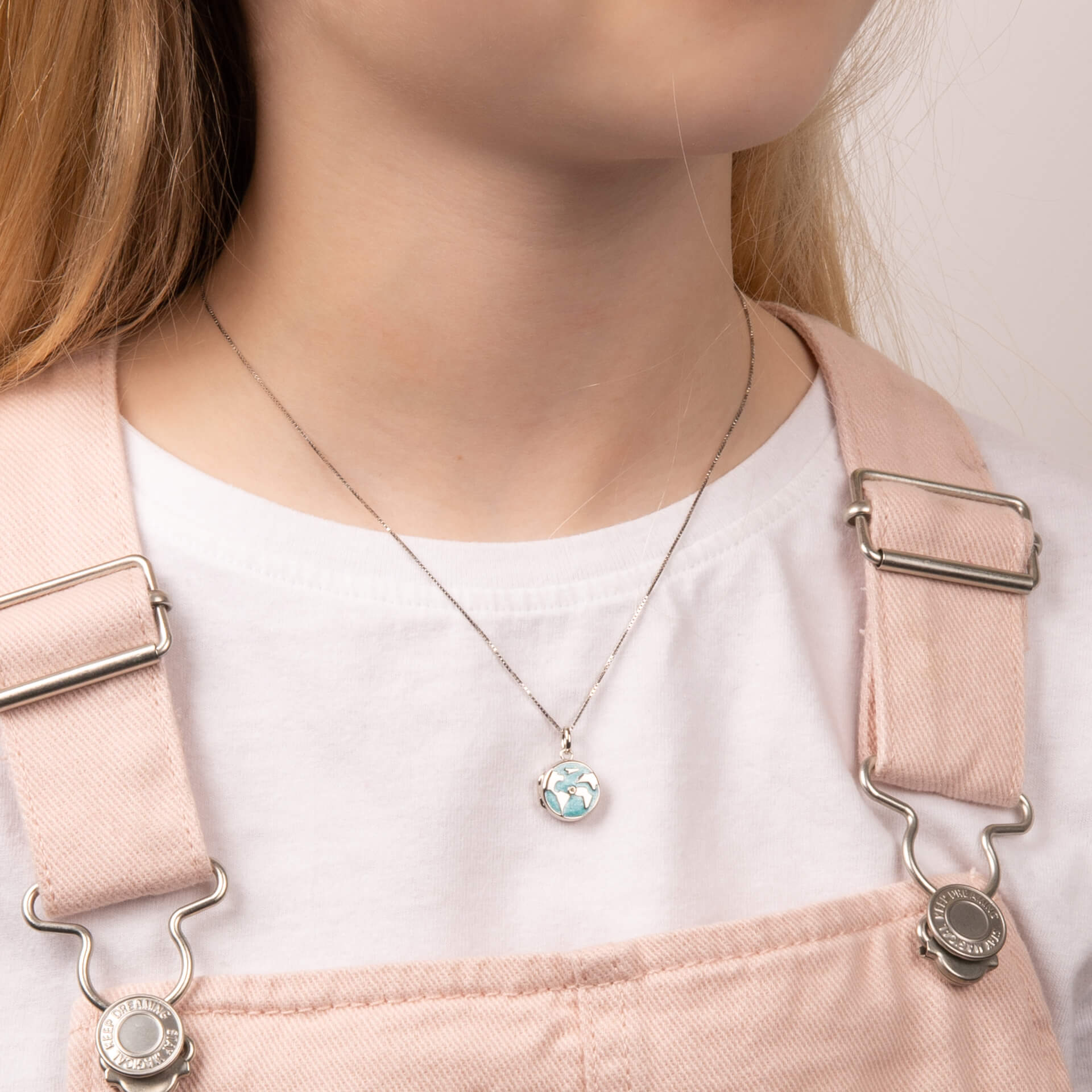 D For Diamond Pearlised Enamel Earth Locket Pendant with Diamond