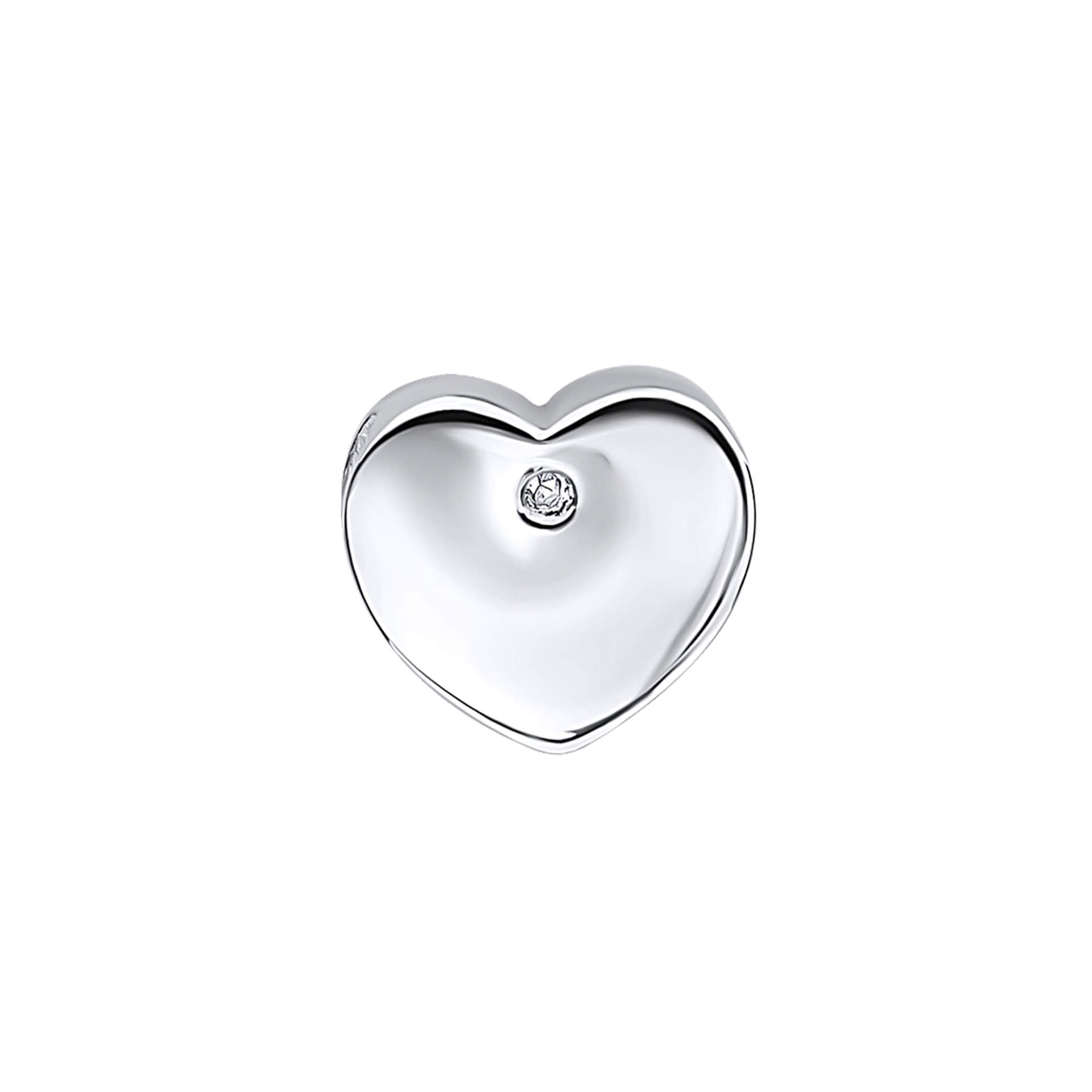 D For Diamond Pass-Through Heart Pendant Charm with Diamond