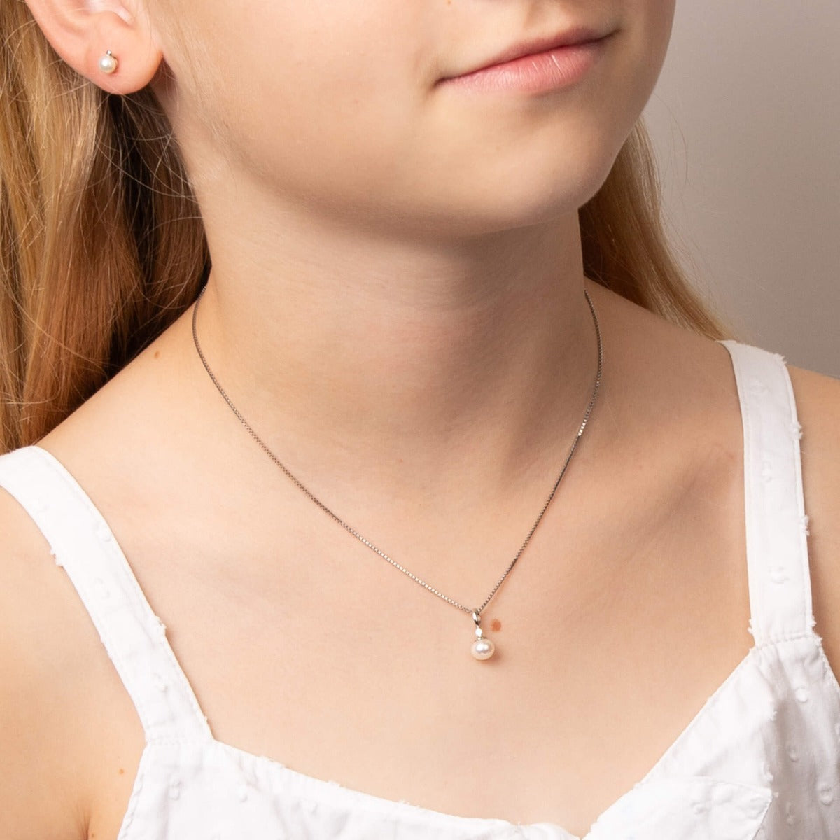 D For Diamond Pearl Drop Pendant with Diamond