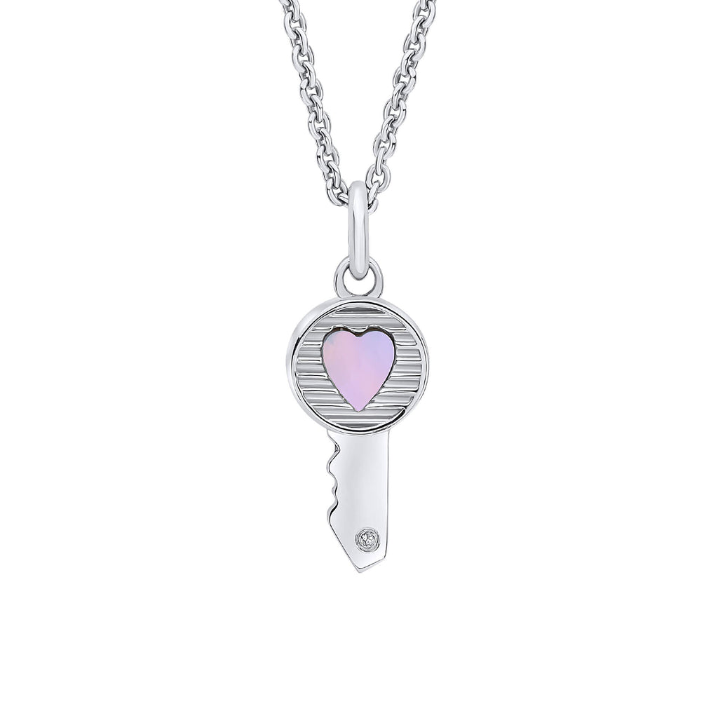 D For Diamond Key Heart Pendant with Diamond