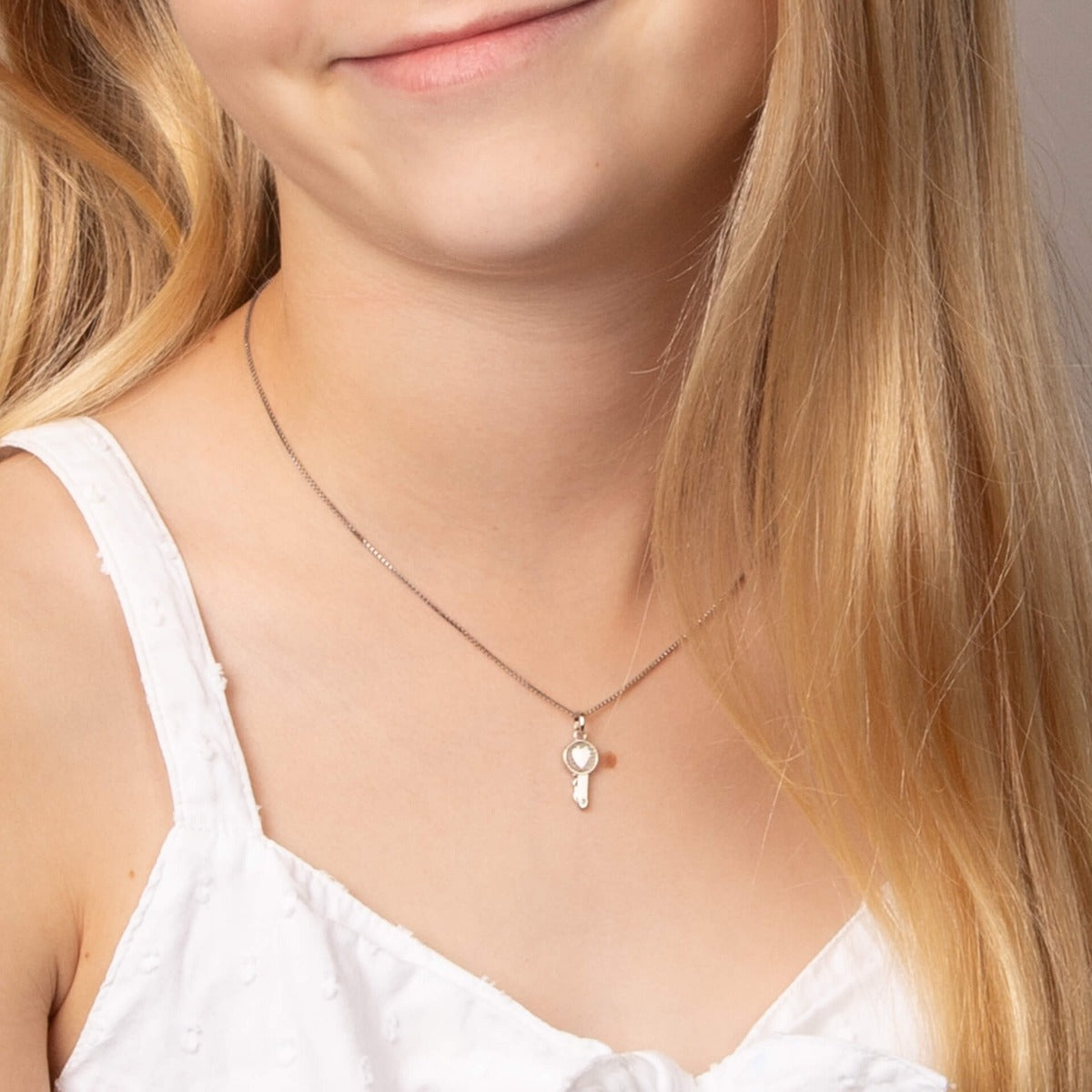 D For Diamond Key Heart Pendant with Diamond