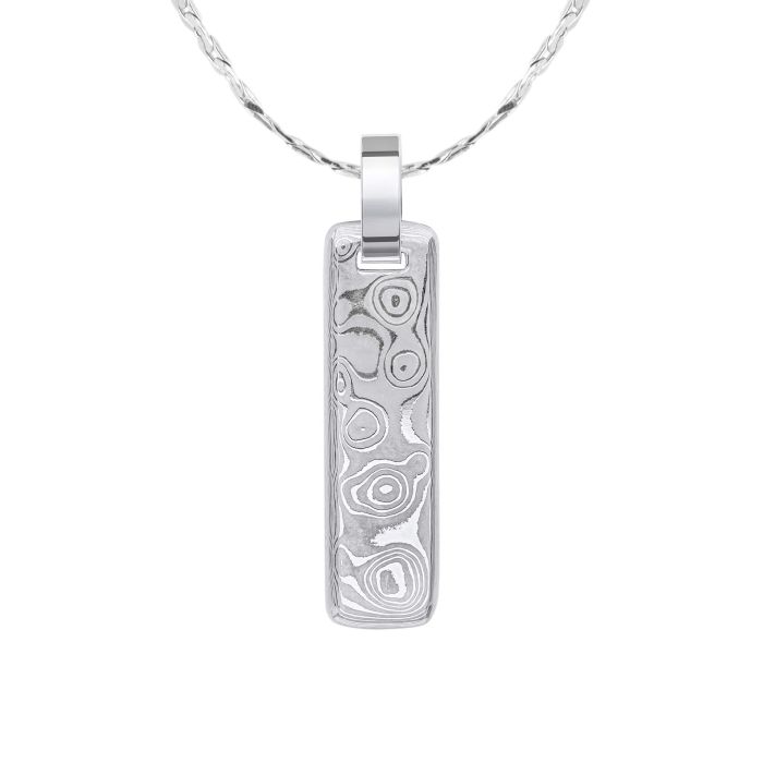 Fred Bennett Damascus Steel Narrow Bar Pendant