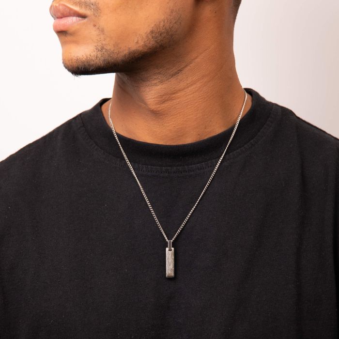 Fred Bennett Damascus Steel Narrow Bar Pendant