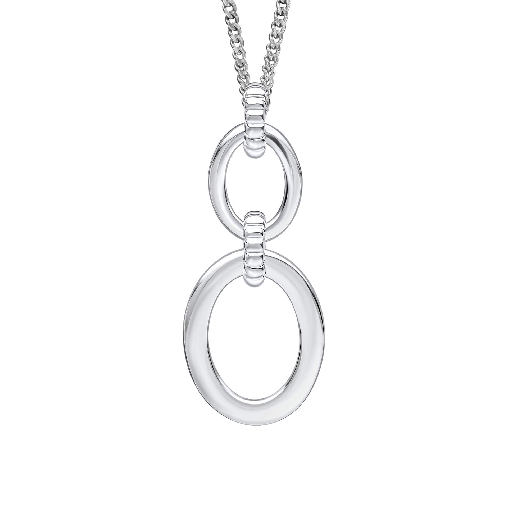 Beginnings Double Oval Drop Pendant with Textured Connection Link