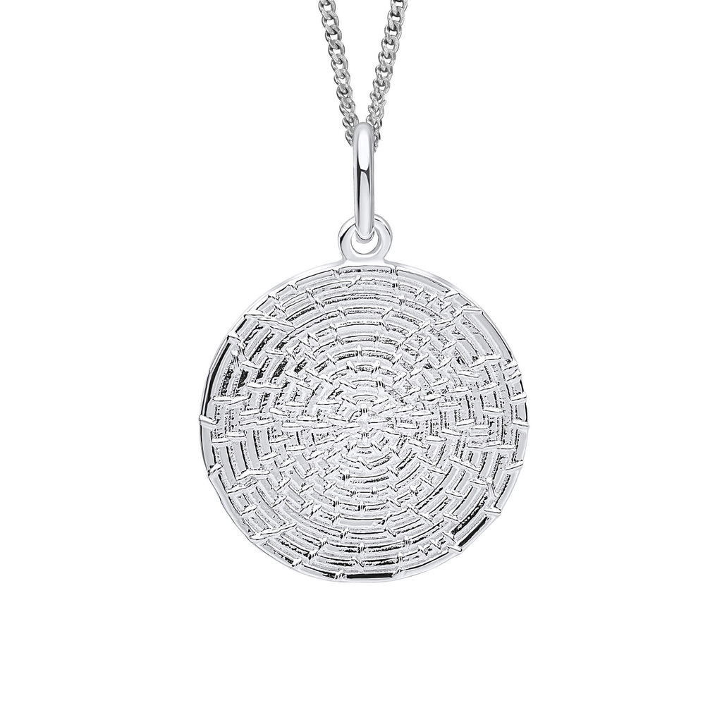 Beginnings Ripple Texture Round Disc Pendant