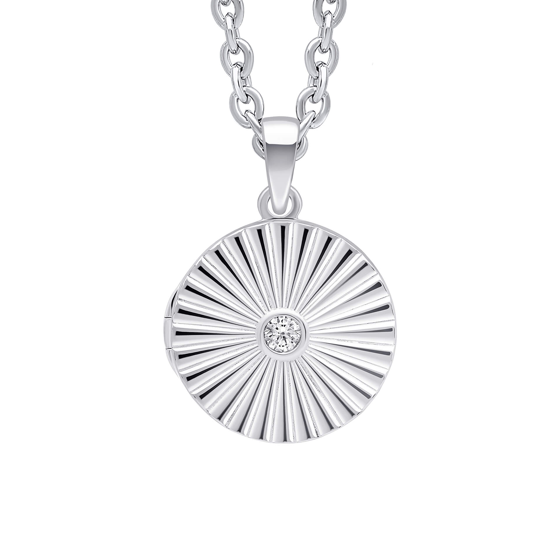 Beginnings Sunburst Round Locket Pendant