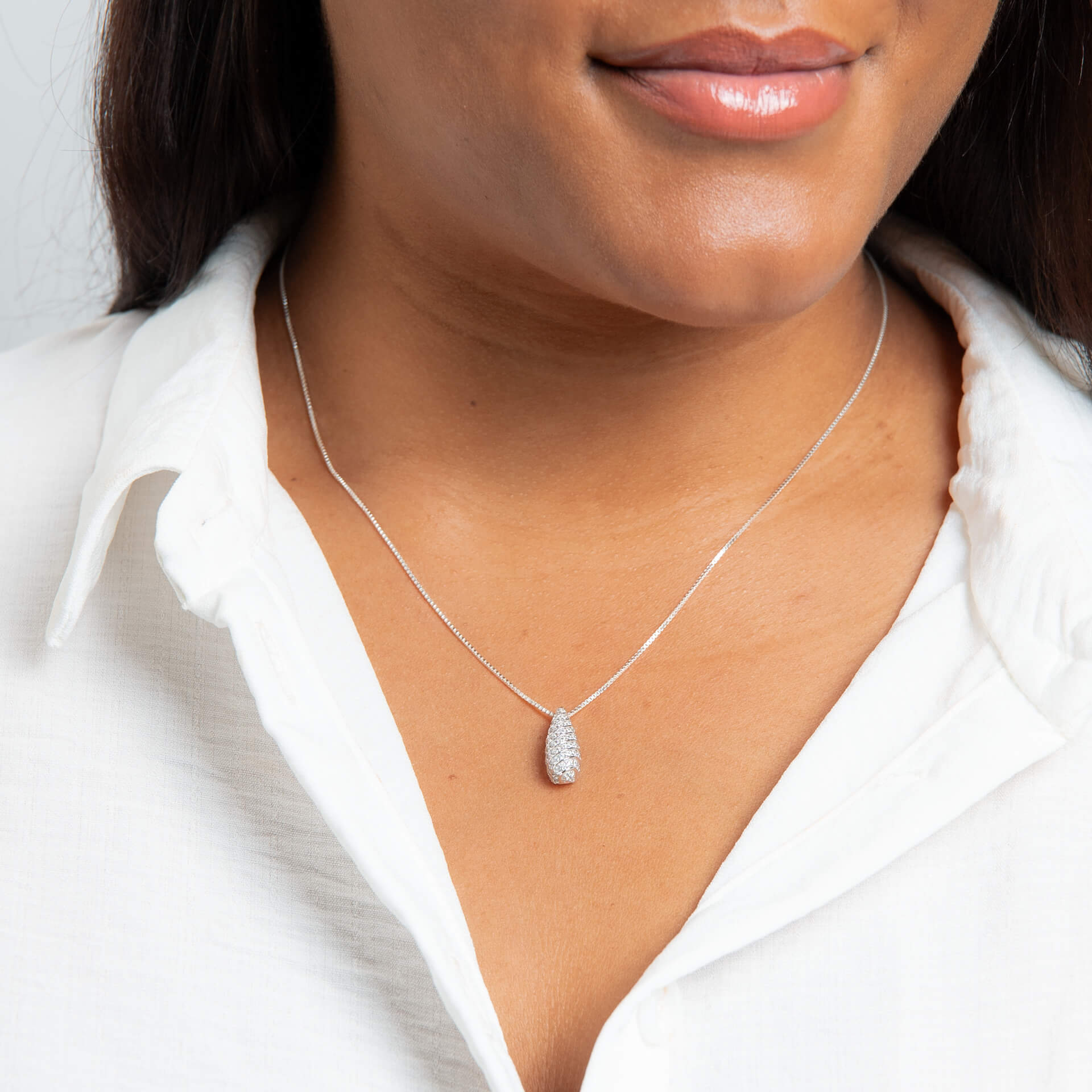 Beginnings Channel Set Droplet Pendant