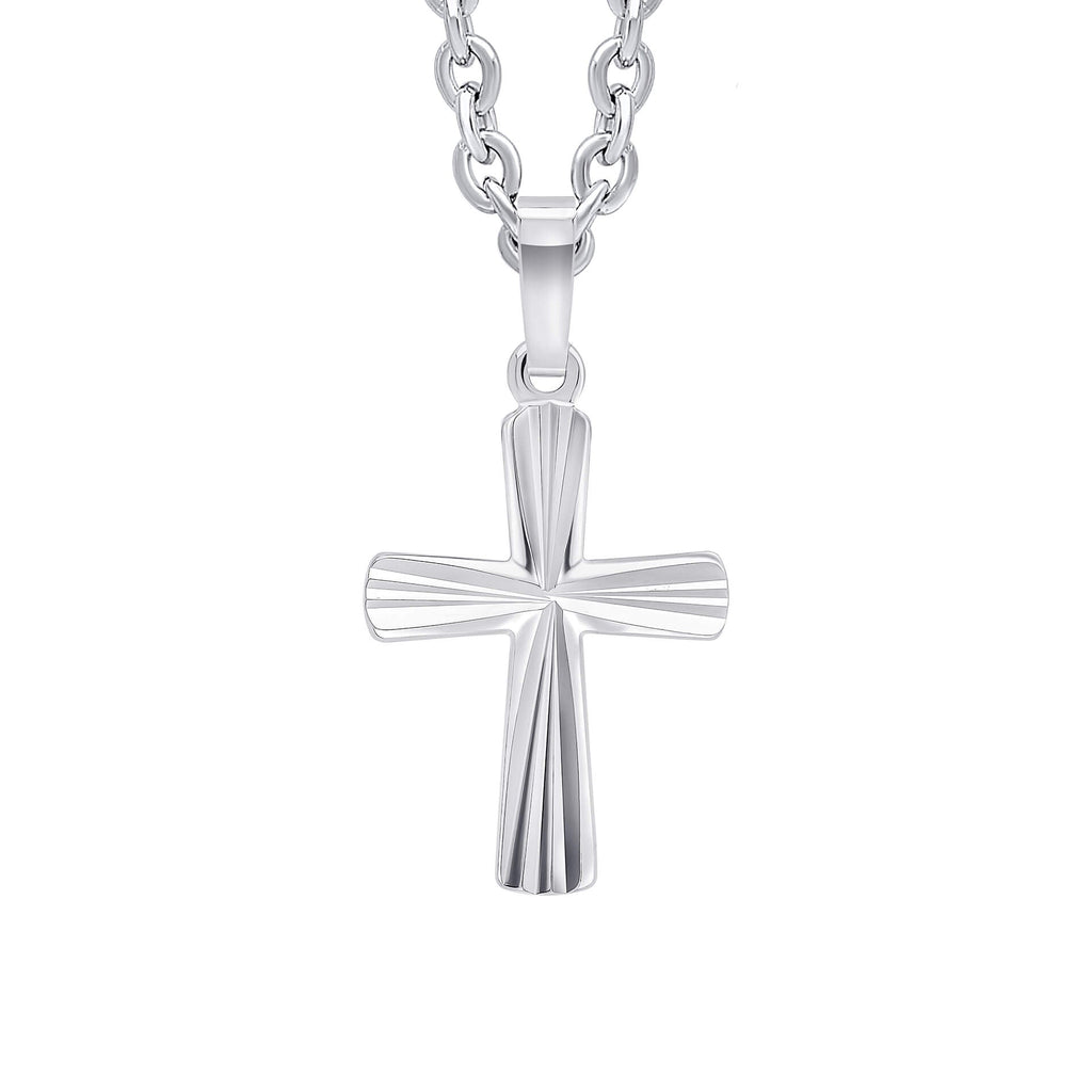 Beginnings Diamond Cut Detailed Cross Pendant
